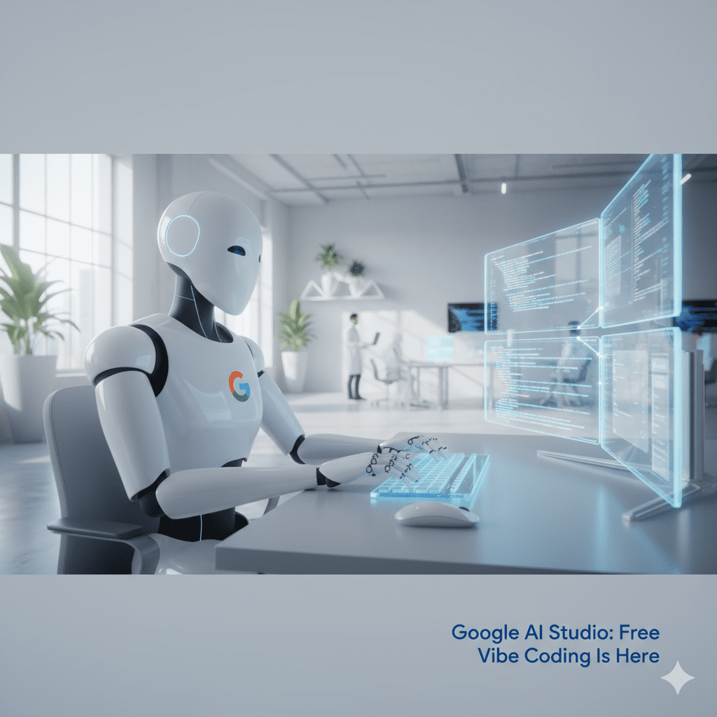 A robot creating app with Google AI Studio using natural-language interface.