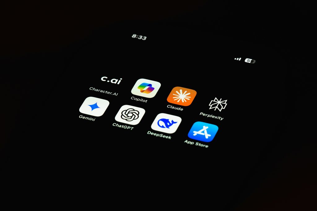 A black background image showing android AI applications