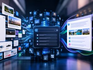 ChatGPT AI search infrastructure connecting websites, documents, news, shopping results and data into a conversational search system