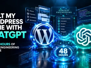 WordPress and ChatGPT connected through context engineering during a 48-hour theme development process